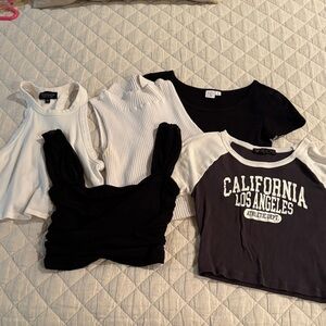 Black and White Crop Tops Collection - medium lot of 5